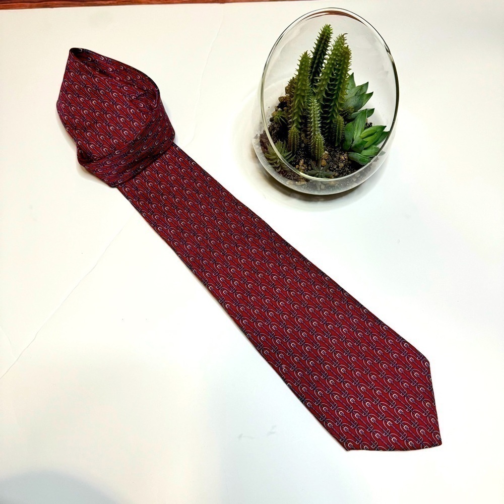 Saks Fifth Avenue Equestrian Style Silk Tie Red